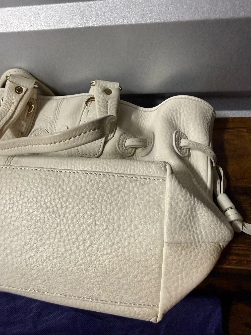Dooney & Bourke CHIARA Hand Bag Purse White Pebble Grain Leather and Pink Great